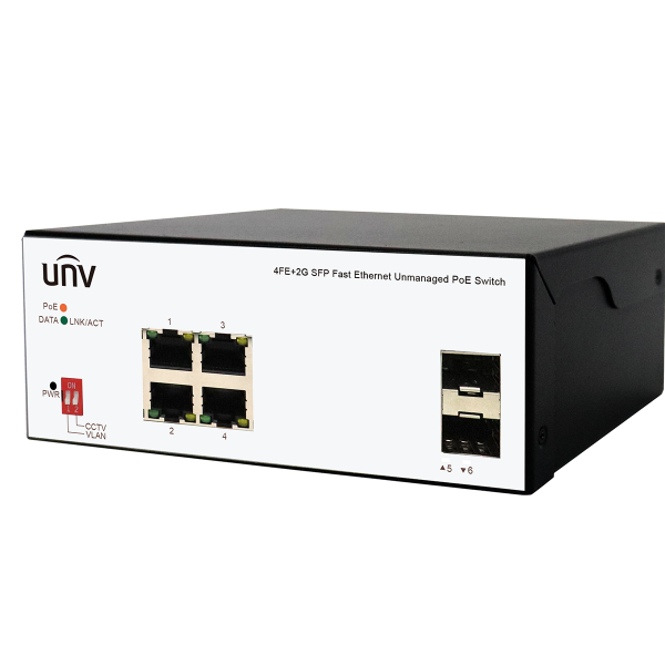 4 PoE port switch with 2 Gigabit SFP uplink (power supply)