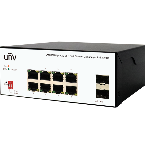 8 PoE port switch with 2 Gigabit SFP uplink (with power supply)
