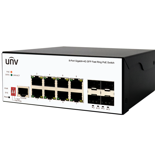 8 PoE Port Gigabit Switch with 4 Gigabit SFP Uplink (with Power Supply)
